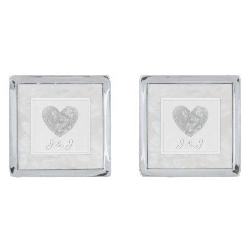 60th diamond heart wedding anniversary cufflinks