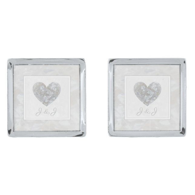 60th diamond heart wedding anniversary cufflinks (Front)