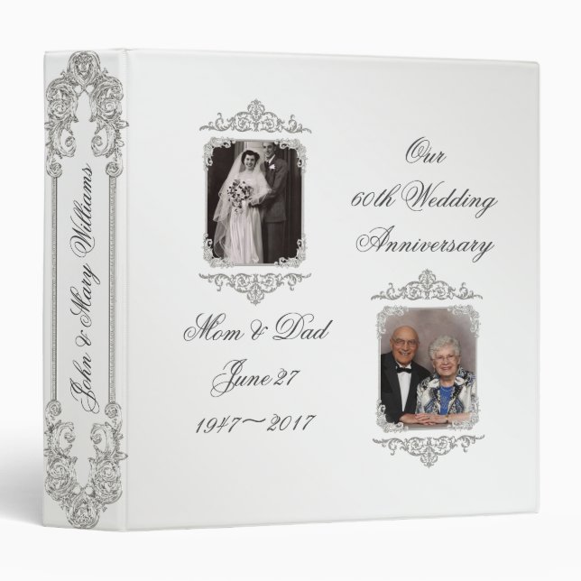 60th Diamond Wedding Anniversary 1.5" Photo Binder (Front/Spine)