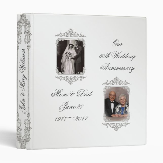 60th Diamond Wedding Anniversary 1" Photo Binder (Front/Spine)
