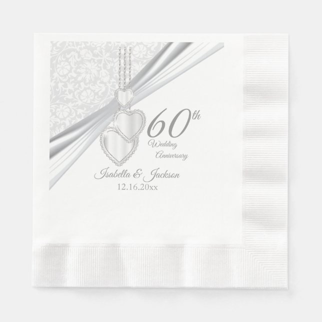 60th Diamond Wedding Anniversary 2 Paper Napkins (Front)