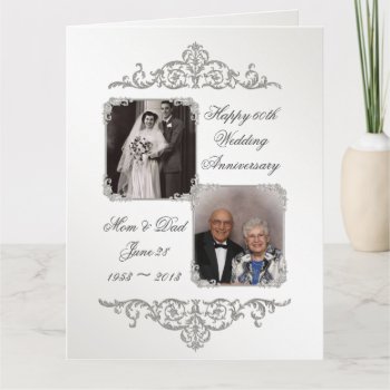 60th Diamond Wedding Anniversary 8.5 X 11 Photo Card by CreativeCardDesign at Zazzle