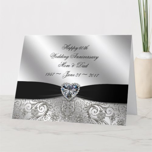 60th Diamond Wedding Anniversary 85x11 Card