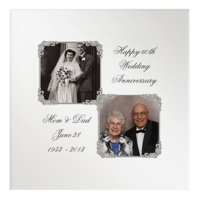 60th Diamond Wedding Anniversary Acrylic Wall Art (Front)