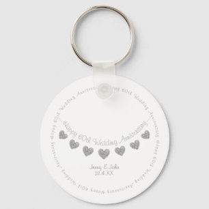 60th Diamond wedding anniversary bunting Keychain