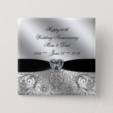 60th Diamond Wedding Anniversary Button