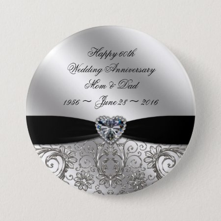 60th Diamond Wedding Anniversary Button
