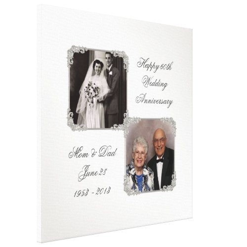 60th Diamond Wedding Anniversary Canvas Print