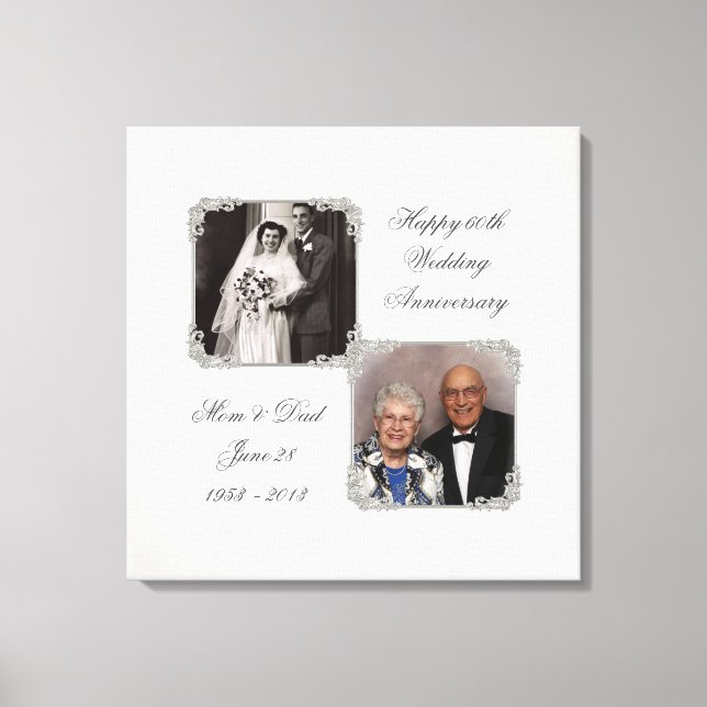 60th Diamond Wedding Anniversary Canvas Print (Front)