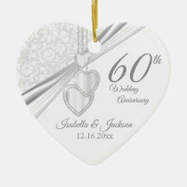 60th Diamond Wedding Anniversary Ceramic Ornament