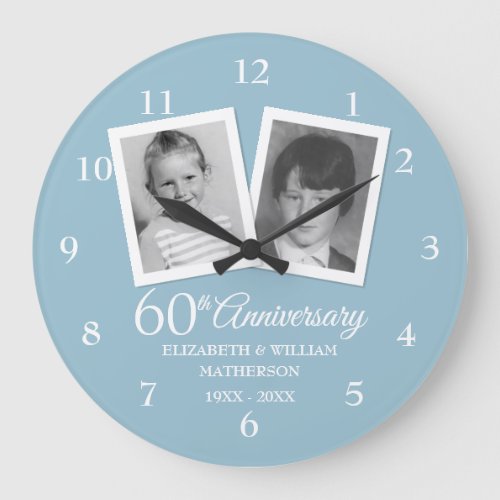 60th Diamond Wedding Anniversary Child Photos  Large Clock