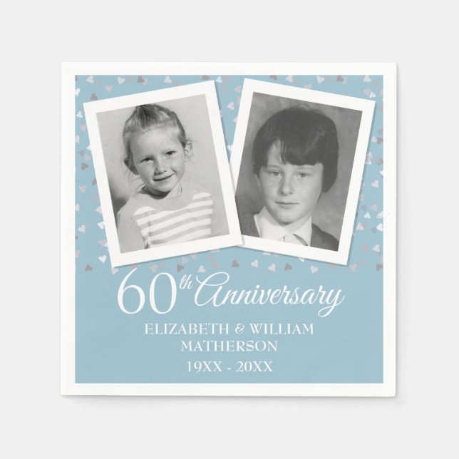 60th Diamond Wedding Anniversary Child Photos Napkins (Front)