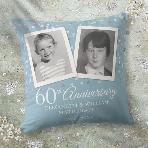 60th Diamond Wedding Anniversary Child Photos  Throw Pillow