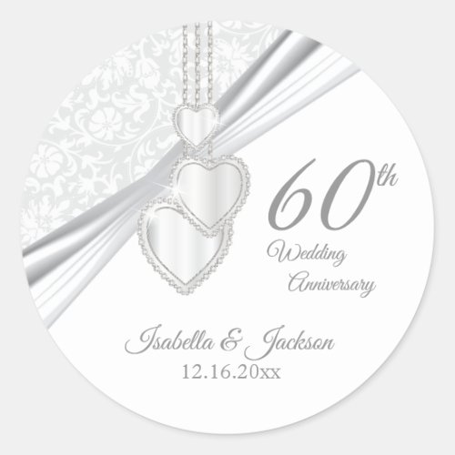 60th Diamond Wedding Anniversary Classic Round Sticker
