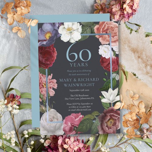 60th Diamond Wedding Anniversary Country Rose Invitation