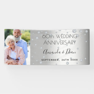 60th diamond wedding anniversary custom photo banner