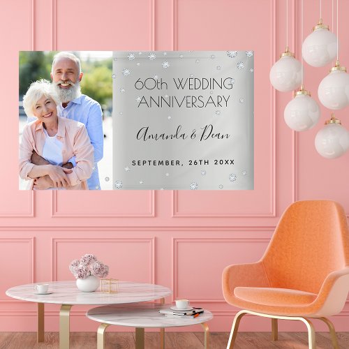 60th diamond wedding anniversary custom photo banner