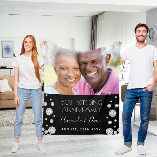60th diamond wedding anniversary custom photo fleece blanket (Creator Uploaded)