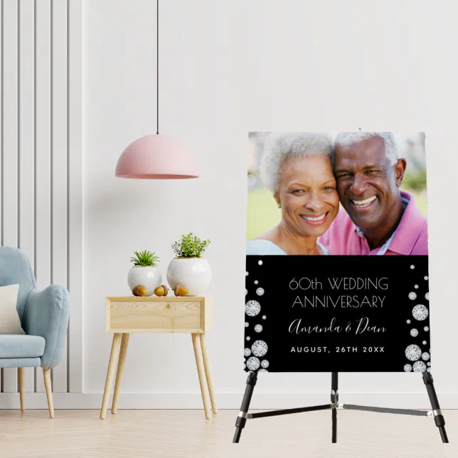 60th diamond wedding anniversary custom photo foam board | Zazzle