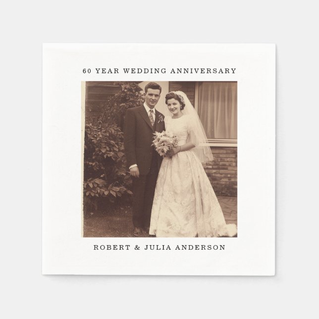 60th Diamond Wedding Anniversary Custom Photo Napkins (Front)