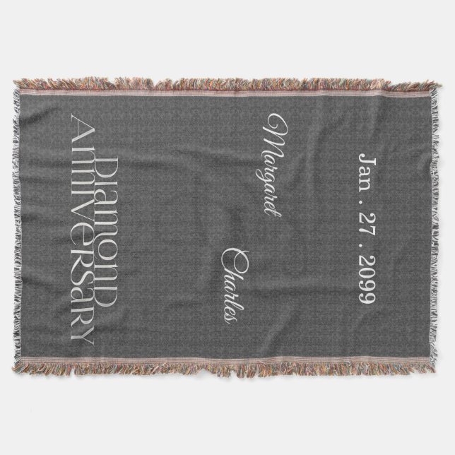 60th Diamond Wedding Anniversary | Custom Throw Throw Blanket (Front)