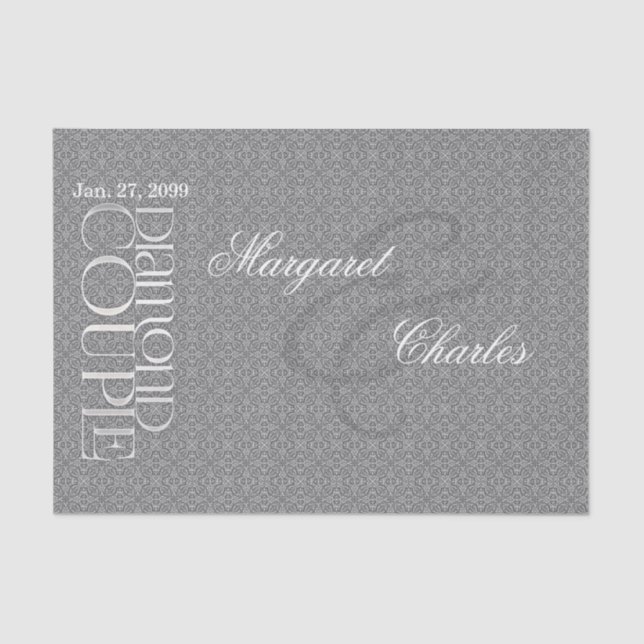 60th Diamond Wedding Anniversary | Custom Tissue Tissue Paper (Front)