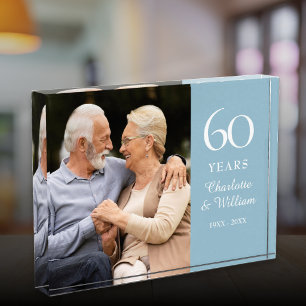 60th Diamond Wedding Anniversary Elegant Photo Block