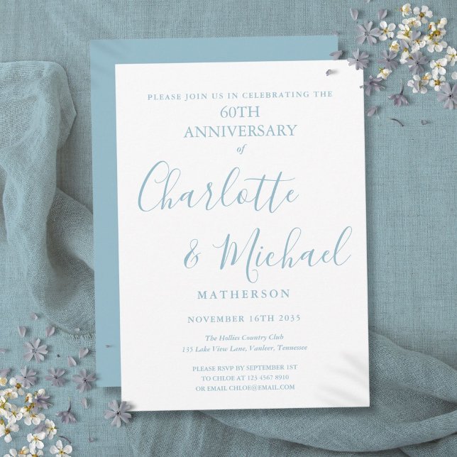60th Diamond Wedding Anniversary Elegant Script Invitation (60th Diamond Wedding Anniversary Elegant Script Invitation)