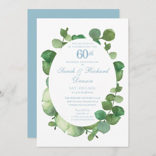 60th Diamond Wedding Anniversary Eucalyptus Invitation