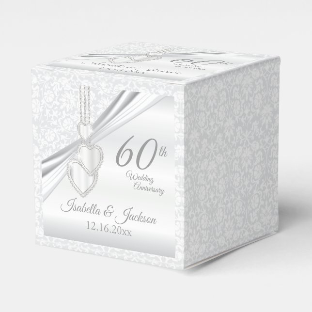 60th Diamond Wedding Anniversary Favor Boxes (Front Side)
