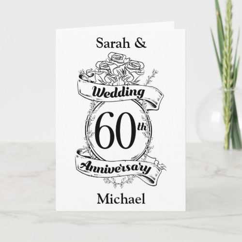 60th Diamond Wedding Anniversary Flowers Card