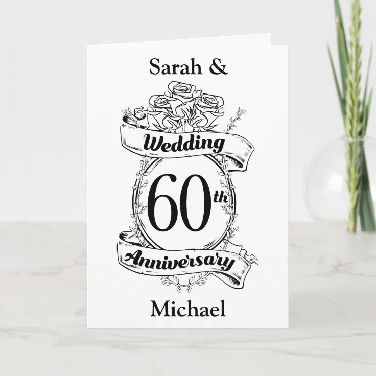 60th Diamond Wedding Anniversary Flowers Card | Zazzle