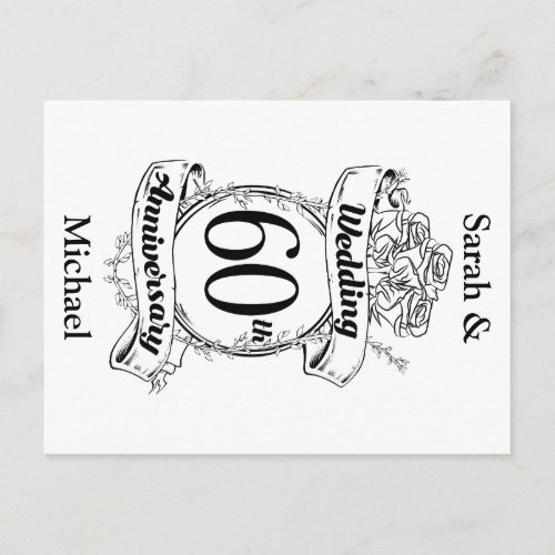 60th Diamond Wedding Anniversary Flowers Postcard