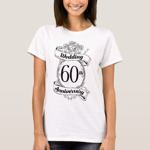 60th Diamond Wedding Anniversary Flowers T_Shirt