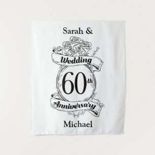 60th Diamond Wedding Anniversary Flowers Tapestry
