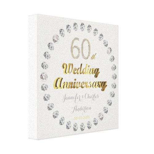60th Diamond Wedding Anniversary Gold Typography