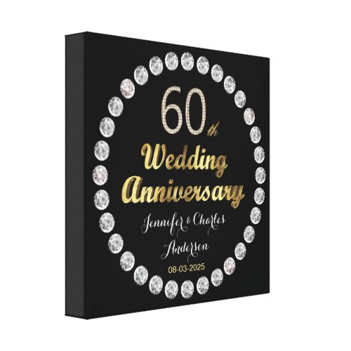 60th Diamond Wedding Anniversary Gold Typography