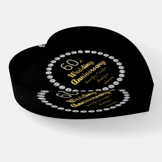 Typography Paperweight 60th Diamond Wedding Anniversary Gold Typography Paperweight | Zazzle