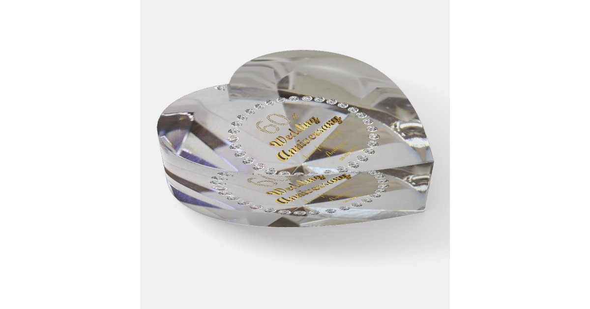 Typography Paperweight 60th Diamond Wedding Anniversary Gold Typography Paperweight | Zazzle
