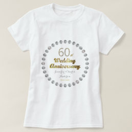 60th Diamond Wedding Anniversary Gold Typography T-Shirt
