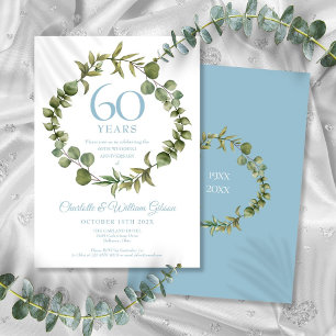 60th Diamond Wedding Anniversary Greenery Garland Invitation