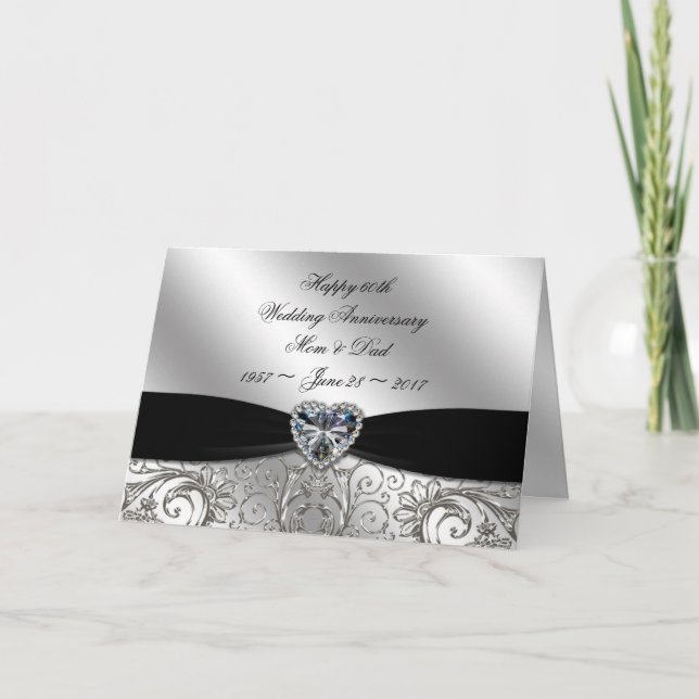 60th Diamond Wedding Anniversary Greeting Card (Front)