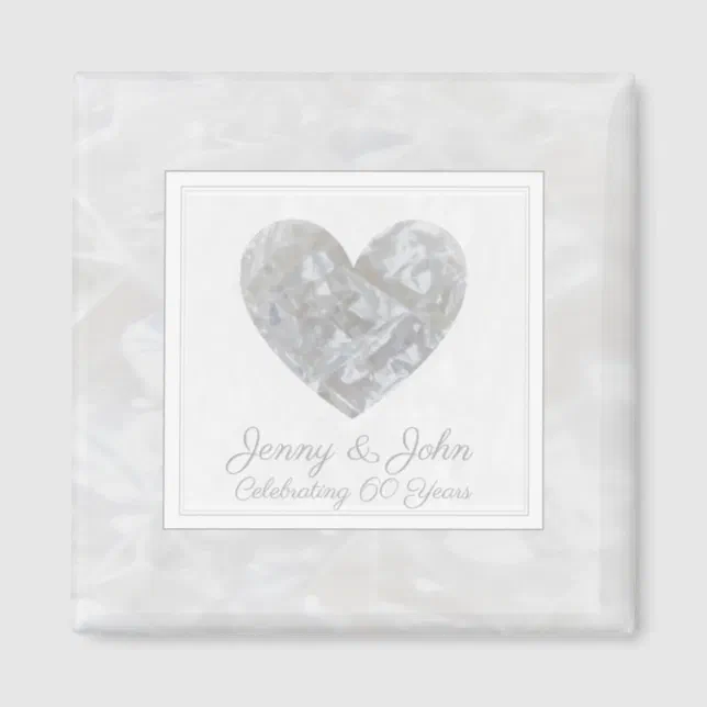 60th Anniversary or Any Yr Whimsical Heart Gift Magnet, Zazzle