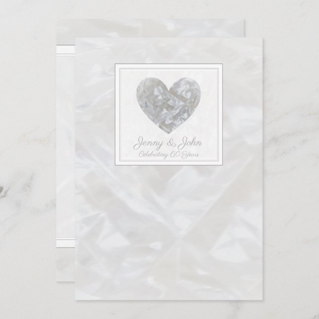 60th Diamond Wedding anniversary heart invite (Front/Back)