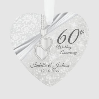 60th Diamond Wedding Anniversary Keepsake Ornament by DesignsbyDonnaSiggy at Zazzle