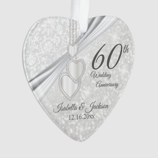 60th Diamond Wedding Anniversary Keepsake Ornament | Zazzle