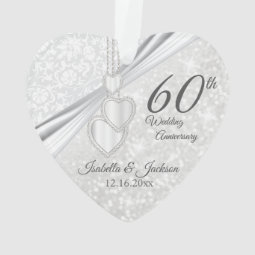 60th Diamond Wedding Anniversary Keepsake Ornament | Zazzle