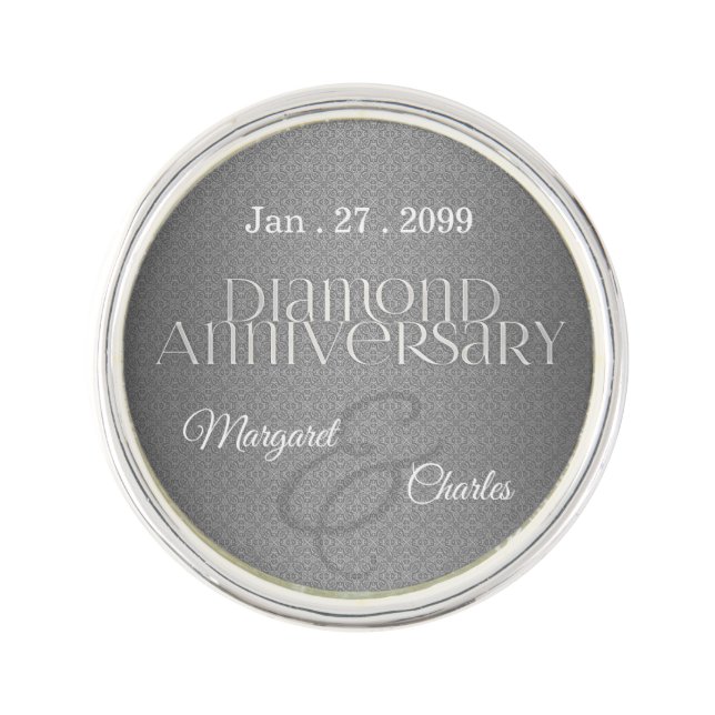 60th Diamond Wedding Anniversary Lapel Pin (Front)
