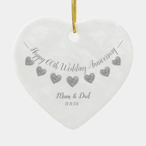 60th Diamond Wedding anniversary mom  dad Ceramic Ornament
