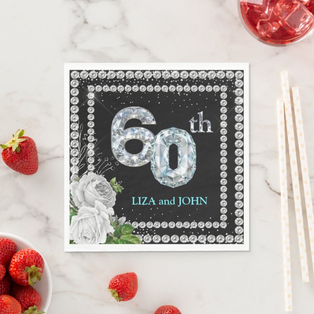 60th Diamond Wedding Anniversary Napkins (Insitu)